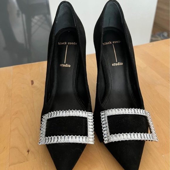 NEW Black Suede Studio Heels - Picture 2 of 3